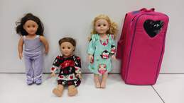 Bundle of 3 Alexander Dolls In Battat Our Generation Backpack Carrying Case