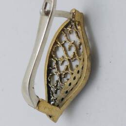 Sterling Silver Brass Simulated Gems Lever Back Earrings 4.9g alternative image