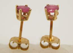 14K Yellow Gold Ruby & White Pearl Post Earrings Variety 2.0g alternative image