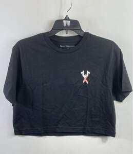 True Religion Women Black Cropped Logo T Shirt S