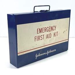 Vintage Johnson and Johnson Emergency First Aid Kit Tin (Empty)