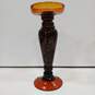 2 Vintage Tortoise & Amber Hand Blown Pillar Candle Holders image number 5