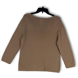 Womens Brown Round Neck Long Sleeve Stretch Pullover T-Shirt Size Large alternative image