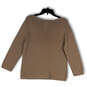 Womens Brown Round Neck Long Sleeve Stretch Pullover T-Shirt Size Large image number 2
