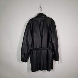 Mens Long Sleeve Pockets Collared Full-Zip Leather Trench Coat Size Medium alternative image