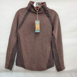 NWT Prana WM's Brandie Weathered Wool Brown Fleece Snap Button Pullover Sweater Size XS