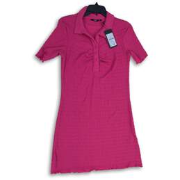 NWT Nuon Womens Pink Short Sleeve Collared T-Shirt Dress Size Large