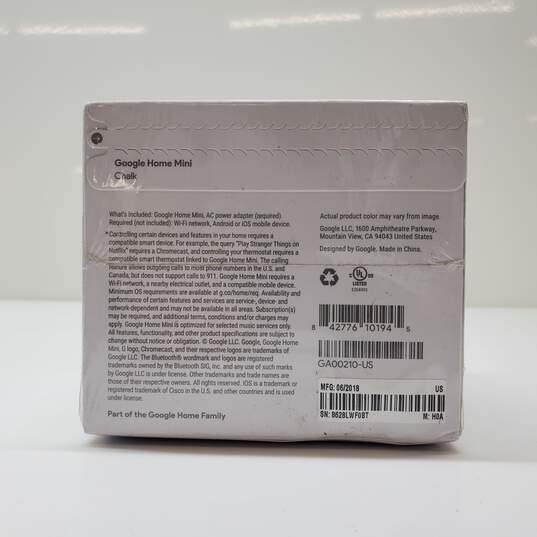 GoGoogle Home Mini Smart Speaker with Google Assistant - Chalk (GA00210-US) Sealed image number 5