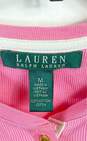 Lauren Ralph Lauren Women Pink Ribbed Quarter Button Up Knit Top M image number 3