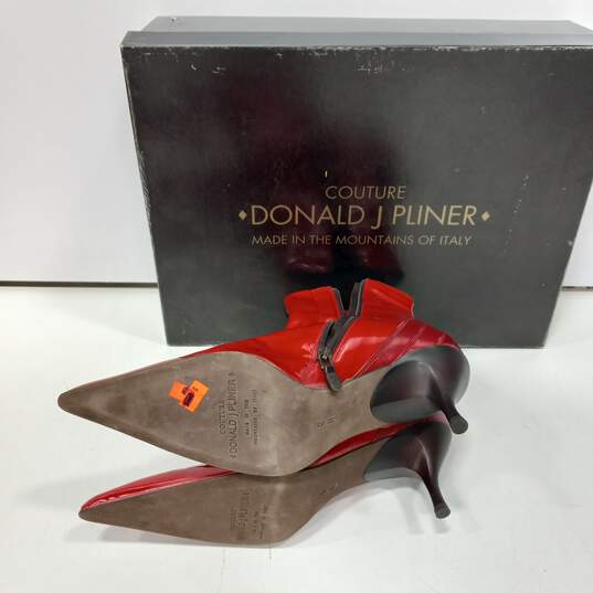 Women's Donald J Pliner ROBE-PT06 Couture Tomato Patent Leather Heel Booties Size 8M In Box image number 4