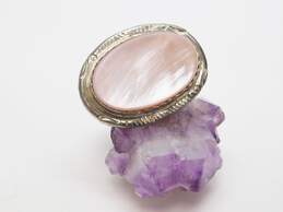 Southwestern 925 ST Signed Pink Mother Of Pearl Shell Oval Brooch 12.7g alternative image