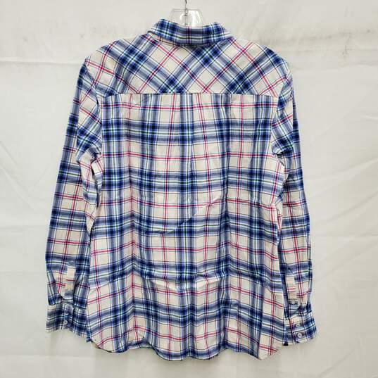 NWT Talbot's WM's Blue Plaid Cotton Button Down Long Sleeve Shirt Size M image number 2