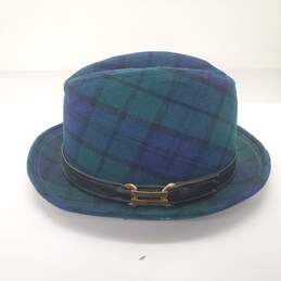Vintage Green Tartan Wool Fedora Hat  Women's Size Small