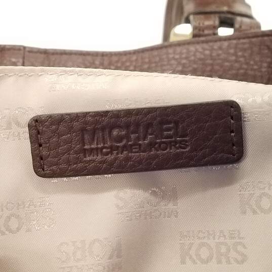 Michael Kors Brown Pebble Leather Large Satchel image number 4