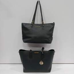 2PC Michael Kors Blacke Tote Style Shoulder Handbags