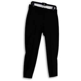Womens Black Regular Fit Slash Pocket Stretch Flat Front Dress Pants Size 8