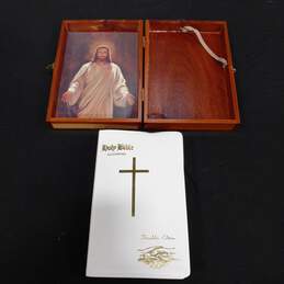 White Bible Book w/Wood Case alternative image