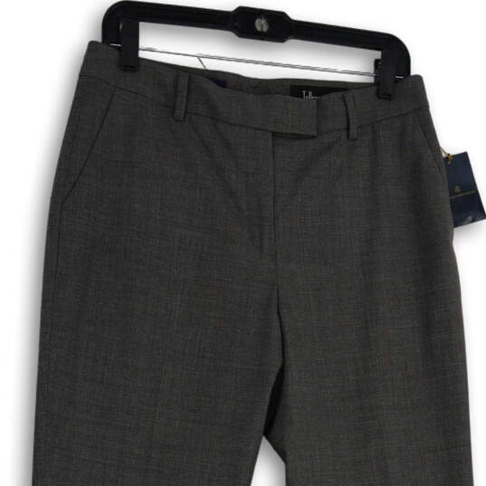 NWT Womens Gray Flat Front Slash Pocket Straight Leg Dress Pants Size 8 image number 3
