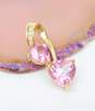 10k Yellow Gold Heart Cut Pink Sapphire & Diamond Accent Pendant Necklace 2.7g image number 3
