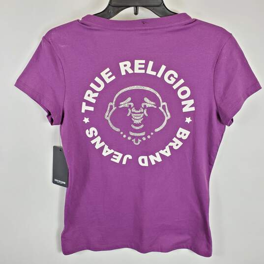 True Religion Women Purple Embellish T Shirt M NWT image number 2