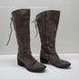 BORN Felicia Tall Boots Gray Brown Taupe Suede Distressed Soft Lining Zipper Sz 7 image number 1