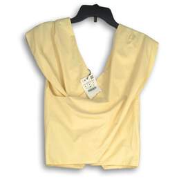 NWT Zara Womens Yellow Sleeveless Button Front Blouse Top Shirt Size Large alternative image