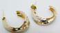 14K Yellow White & Rose Gold Etched Interlocking Semi Hoop Post Earrings 1.2g image number 4