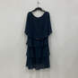 Womens Turquoise Beaded Round Neck Short Sleeve Ruffle Shift Dress Size 20W image number 2