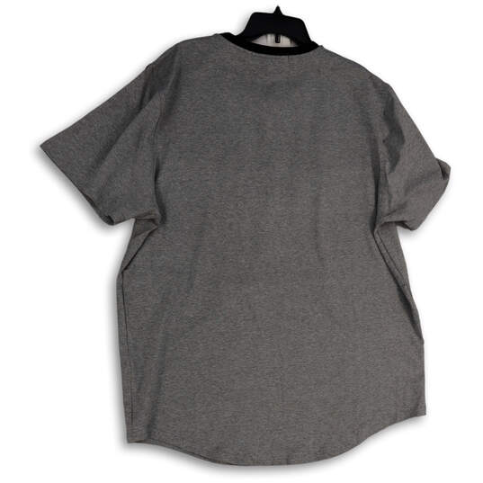 Mens Black Grey Short Sleeve Kangaroo Pockets Pullover T-Shirt Size 4X image number 2