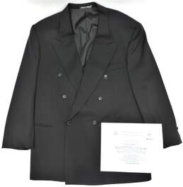 Black Pure Virgin Wool Tailored Jacket Mens EU Size 40 With COA