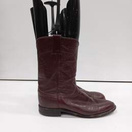 Justin Men's Red Pul On Leather Western Style Boots Size 8.5D