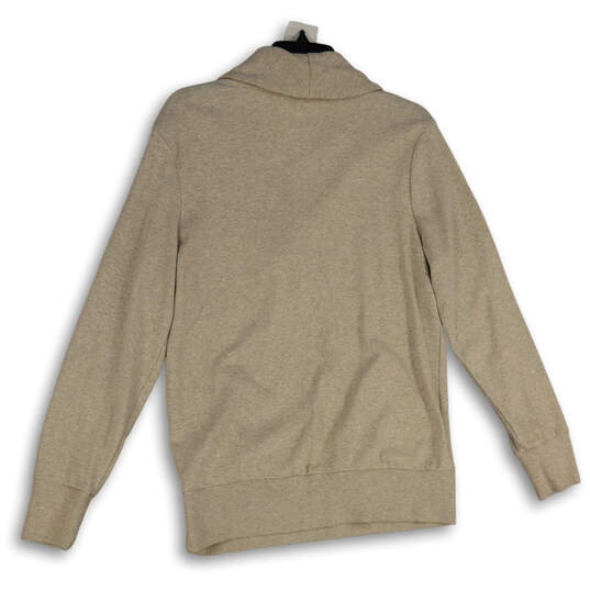 Womens Tan Shawl Neck Long Sleeve Slash Pocket Pullover Sweater Size L image number 2