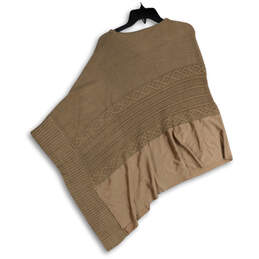 NWT Womens Brown Tight-Knit Asymmetrical Hem Poncho Pullover Sweater Sz S/M alternative image