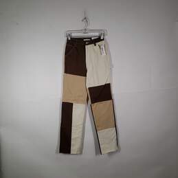 NWT Womens Colourblock Slash Pockets Straight Leg Carpenter Pants Size 25