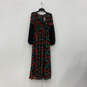 NWT Womens Black Red Floral Chiffon Lace Balloon Sleeve Maxi Dress Size 00 image number 1