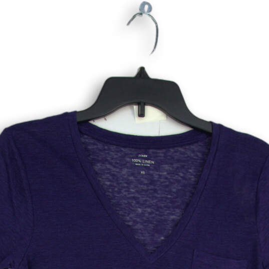 Womens Blue V-Neck Short Sleeve Chest Pocket Pullover T-Shirt Size Large image number 3