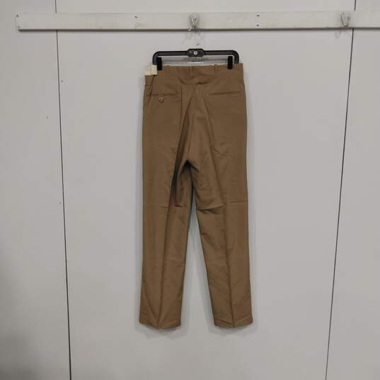 Mens Tan Flat Front Slash Pockets Straight Leg Trousers Pants Size 32 image number 2
