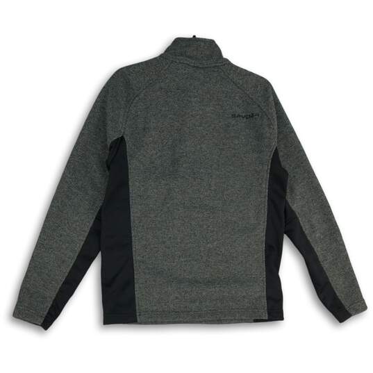 Mens Gray Black Mock Neck Long Sleeve Quarter Zip Pullover Sweater Size M image number 2