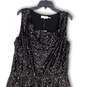 Womens Black Sequin Sleeveless Scoop Neck Back Zip Mini Dress Size 1X image number 3