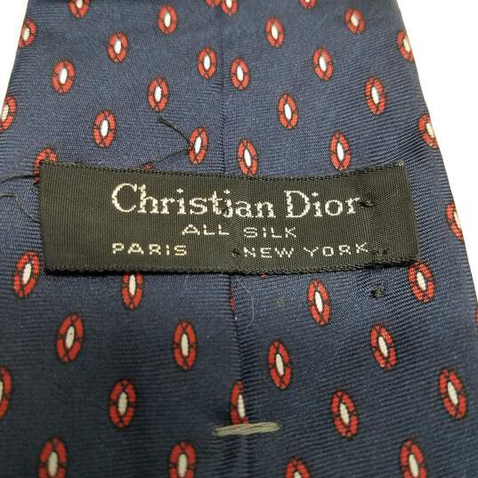AUTHENTICATED MENS CHRISTIAN DIOR BLUE 100% SILK NECKTIE 54in image number 3