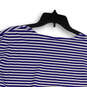 Womens Blue White Striped Round Neck Short Sleeve Pullover T-Shirt Size XL image number 4