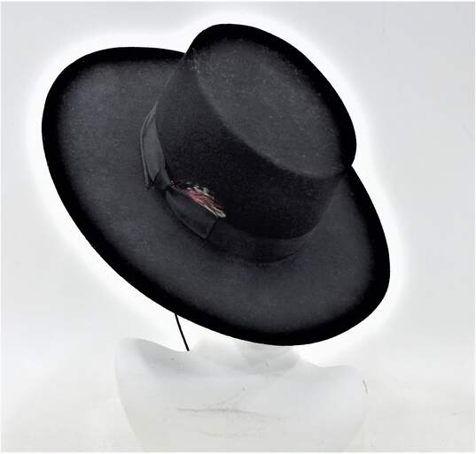 Capas Design Pork Pie Hat Black Wool Men's Size  Medium image number 4