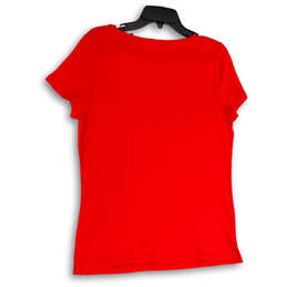 NWT Womens Red Round Neck Short Sleeve Pullover T-Shirt Size X-Large alternative image