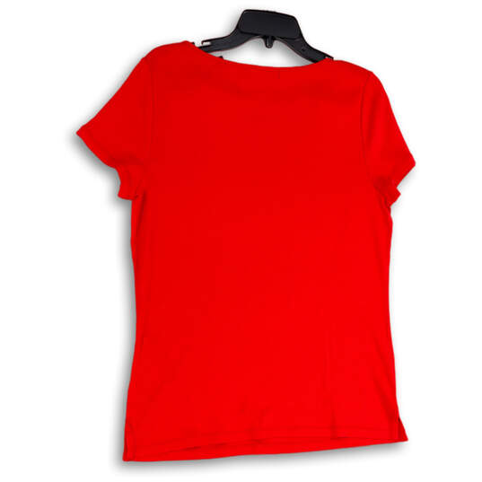 NWT Womens Red Round Neck Short Sleeve Pullover T-Shirt Size X-Large image number 2