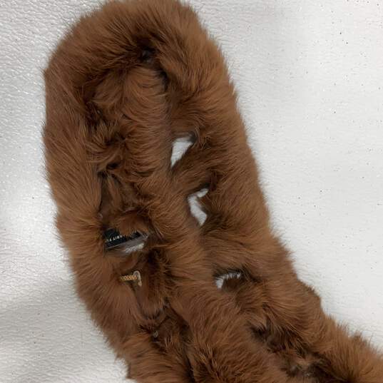 Womens Brown Rabbit Fur Neck Warmer Multifunctional Rectangle Scarf image number 3