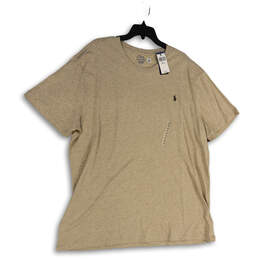 NWT Mens Tan Heather Crew Neck Short Sleeve Pullover T-Shirt Size 2XB