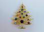 VNTG Signed Brooks Multi Color Rhinestone Holiday Christmas Tree Brooch image number 2