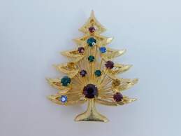 VNTG Signed Brooks Multi Color Rhinestone Holiday Christmas Tree Brooch alternative image