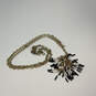 Designer J. Crew Gold-Tone Chain White Black Beaded Tassel Pendant Necklace image number 2