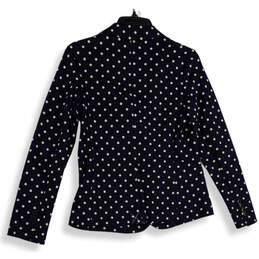 NWT Womens Navy White Polka Dot Long Sleeve Two Button Blazer Size S P alternative image